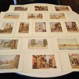 17 Israel prints Old Jerusalem Cairo Damascus etc. stored never used minor flaws